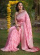 Pink Khadi Chiffon Saree For Wedding